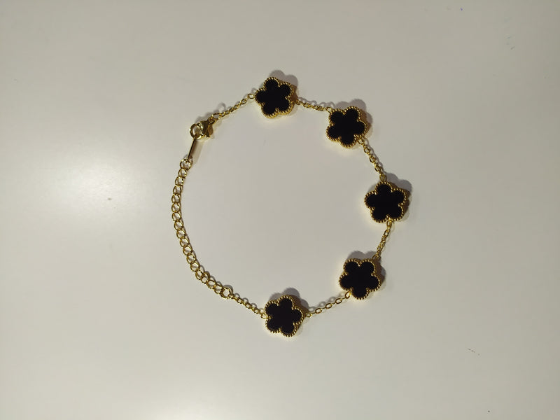 Pulsera trebol de cinco hojas negro - additional image 5